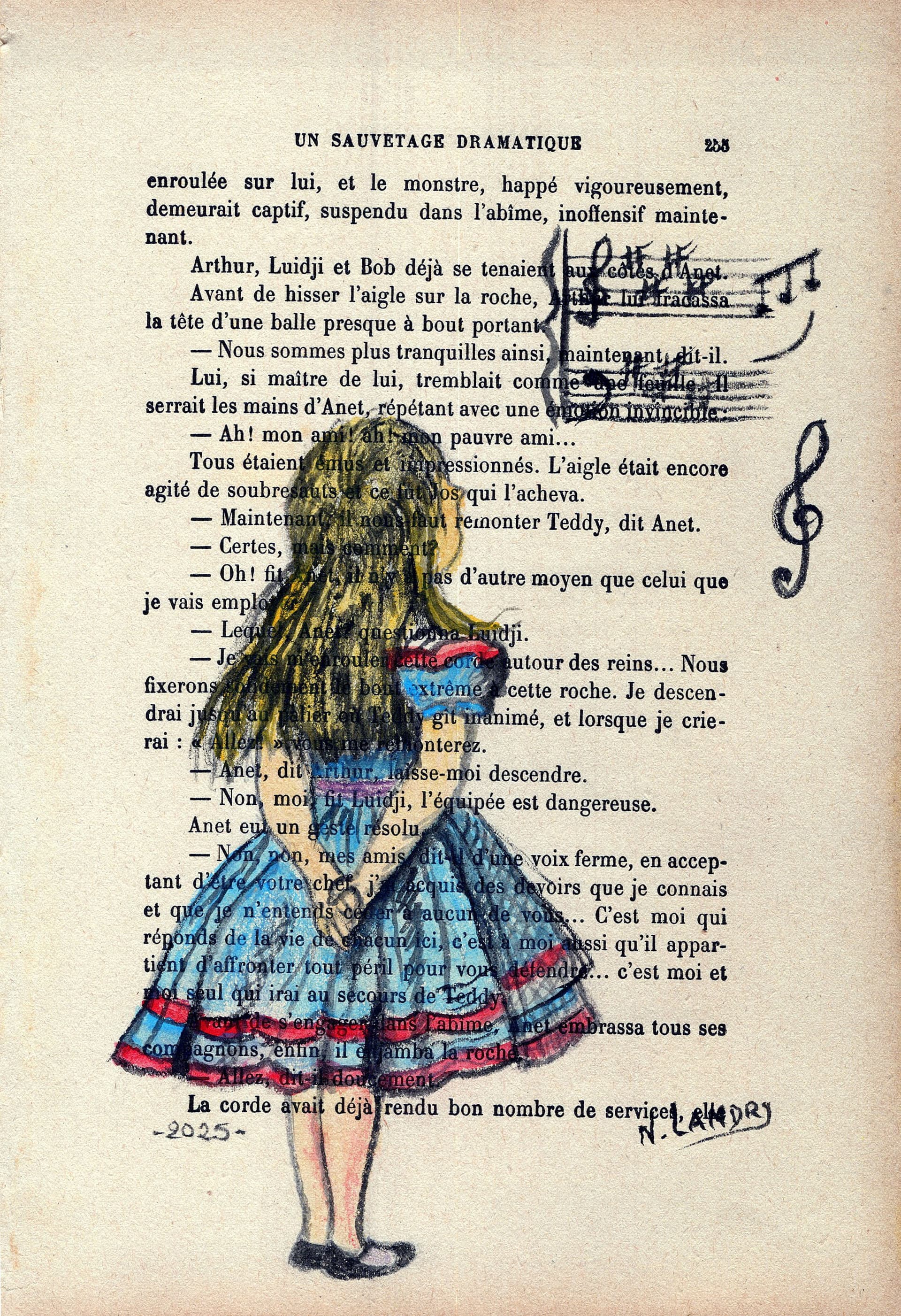 Alice with Music on Book Page