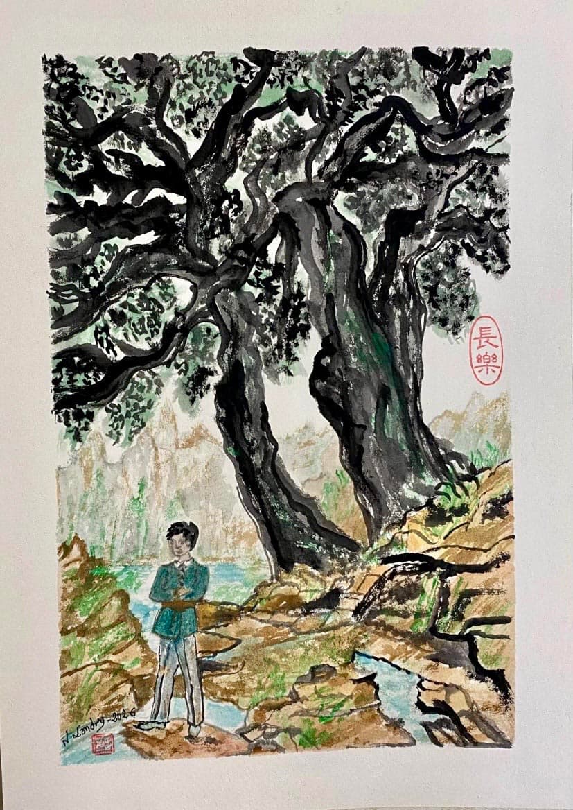Ancient Tree by a Mountain Stream