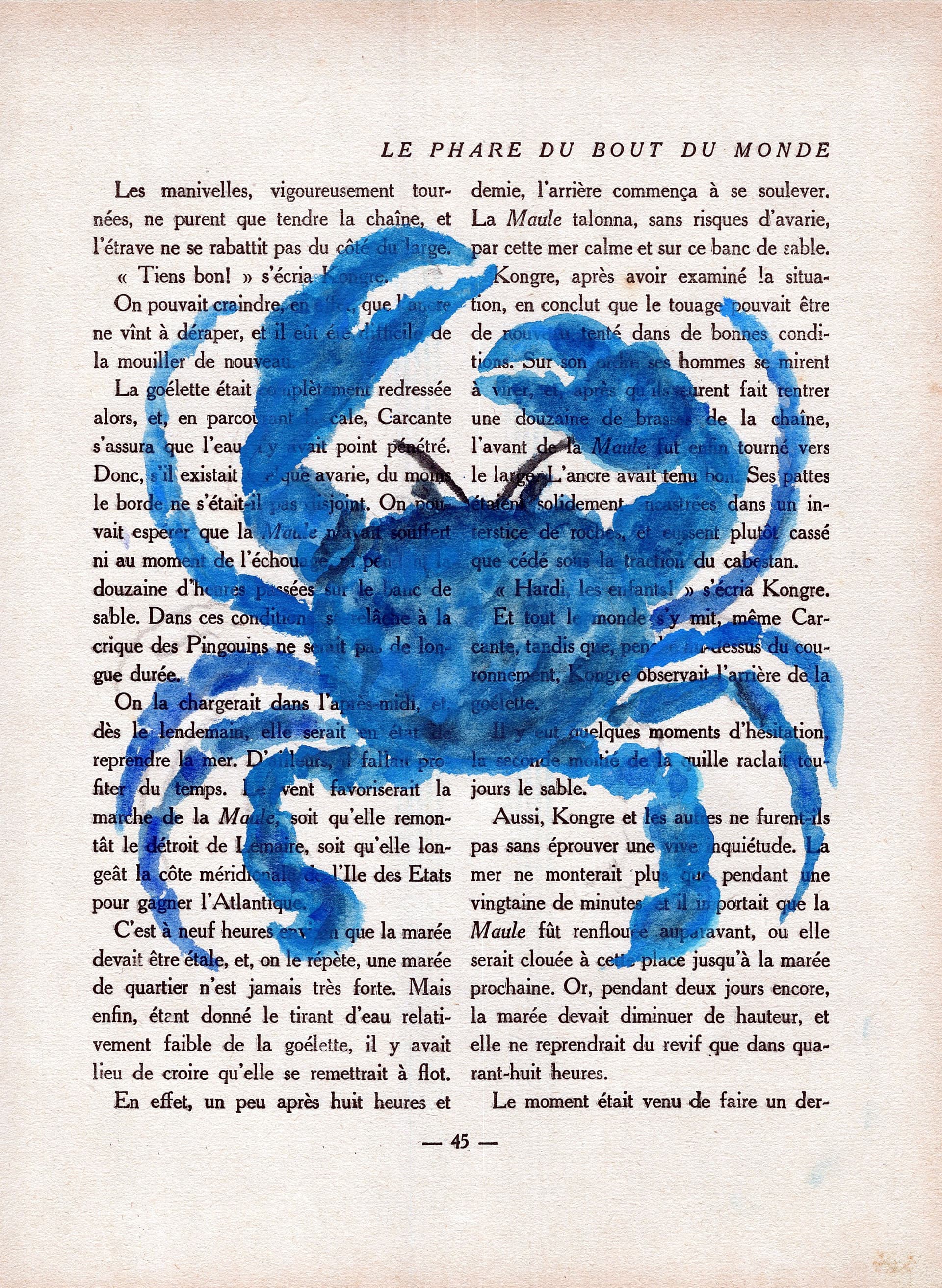 Blue Crab on Book Page