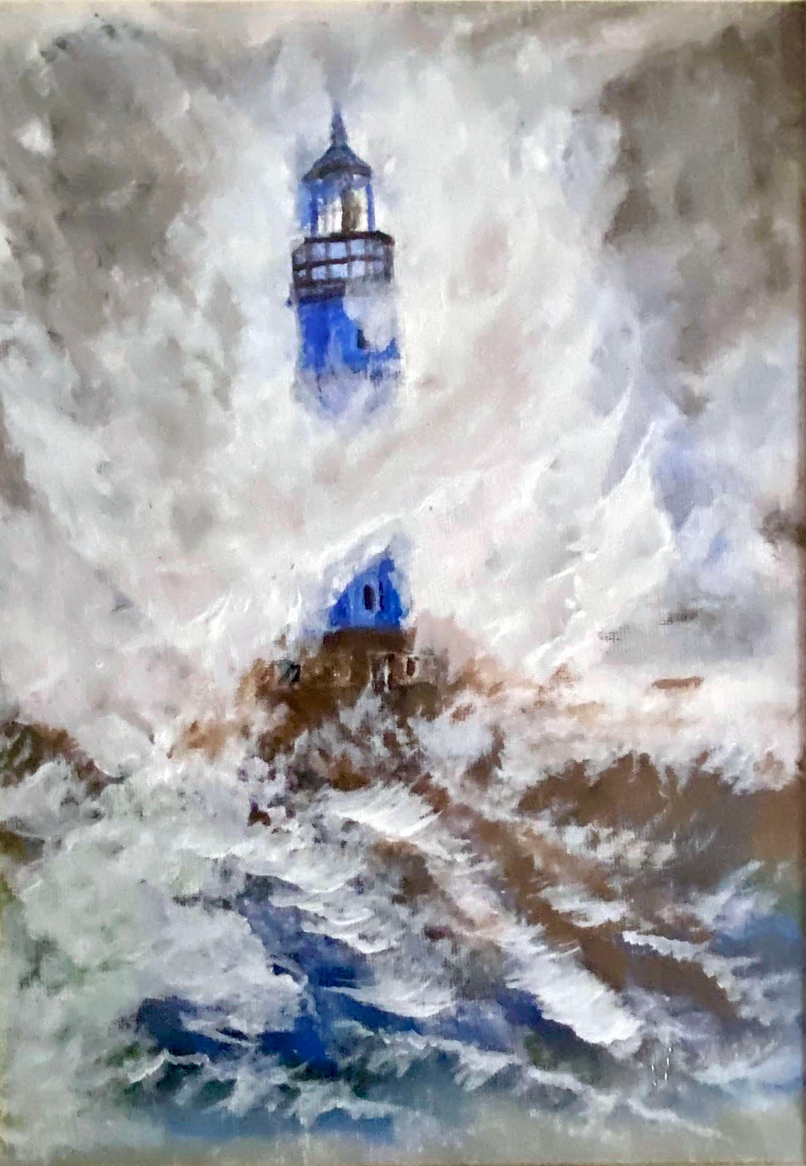Lighthouse in Stormy Waves