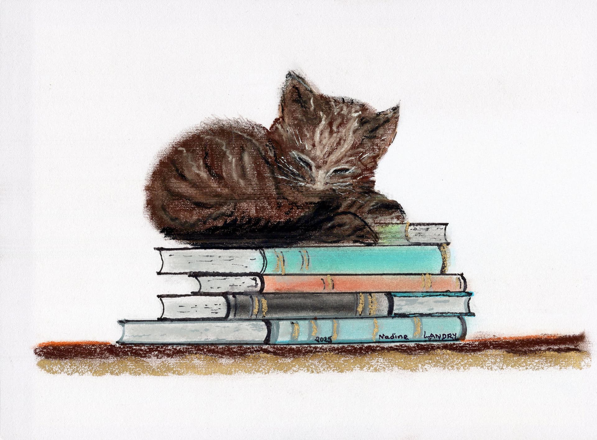 Brown Kitten on Books Shelf