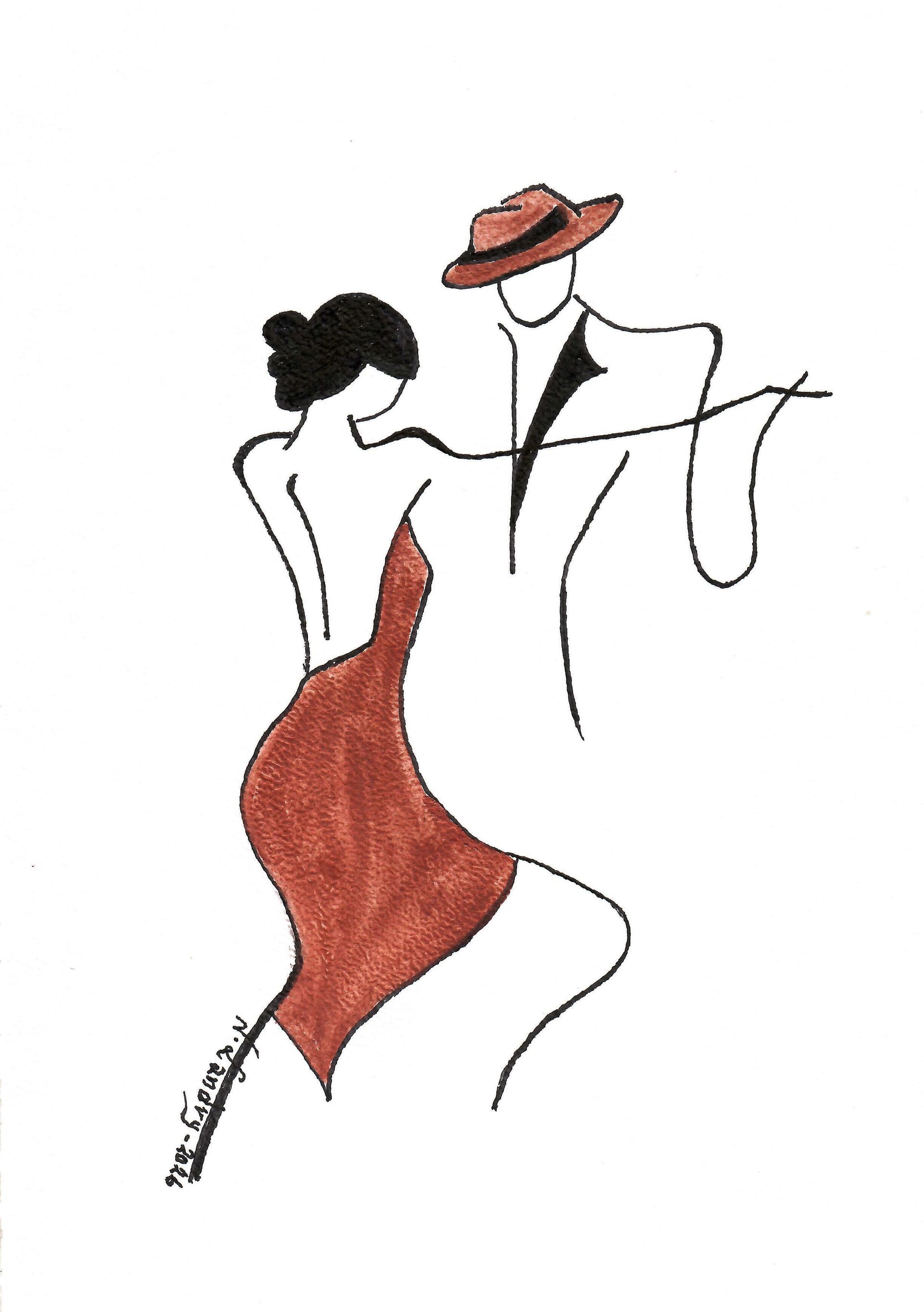 Fashion Sketch: Orange Dress