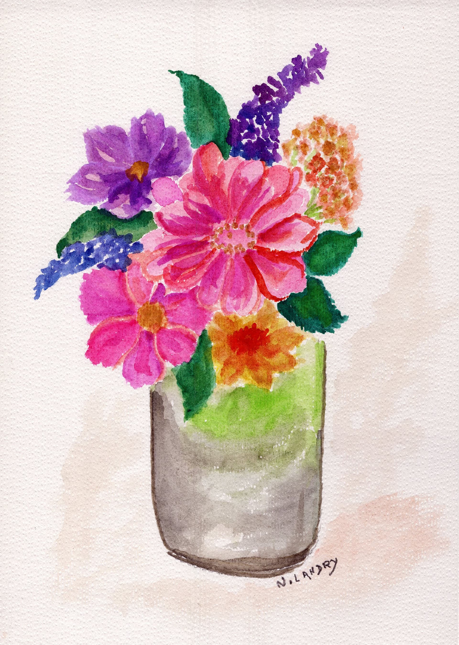 Colorful Flower Bouquet in Vase