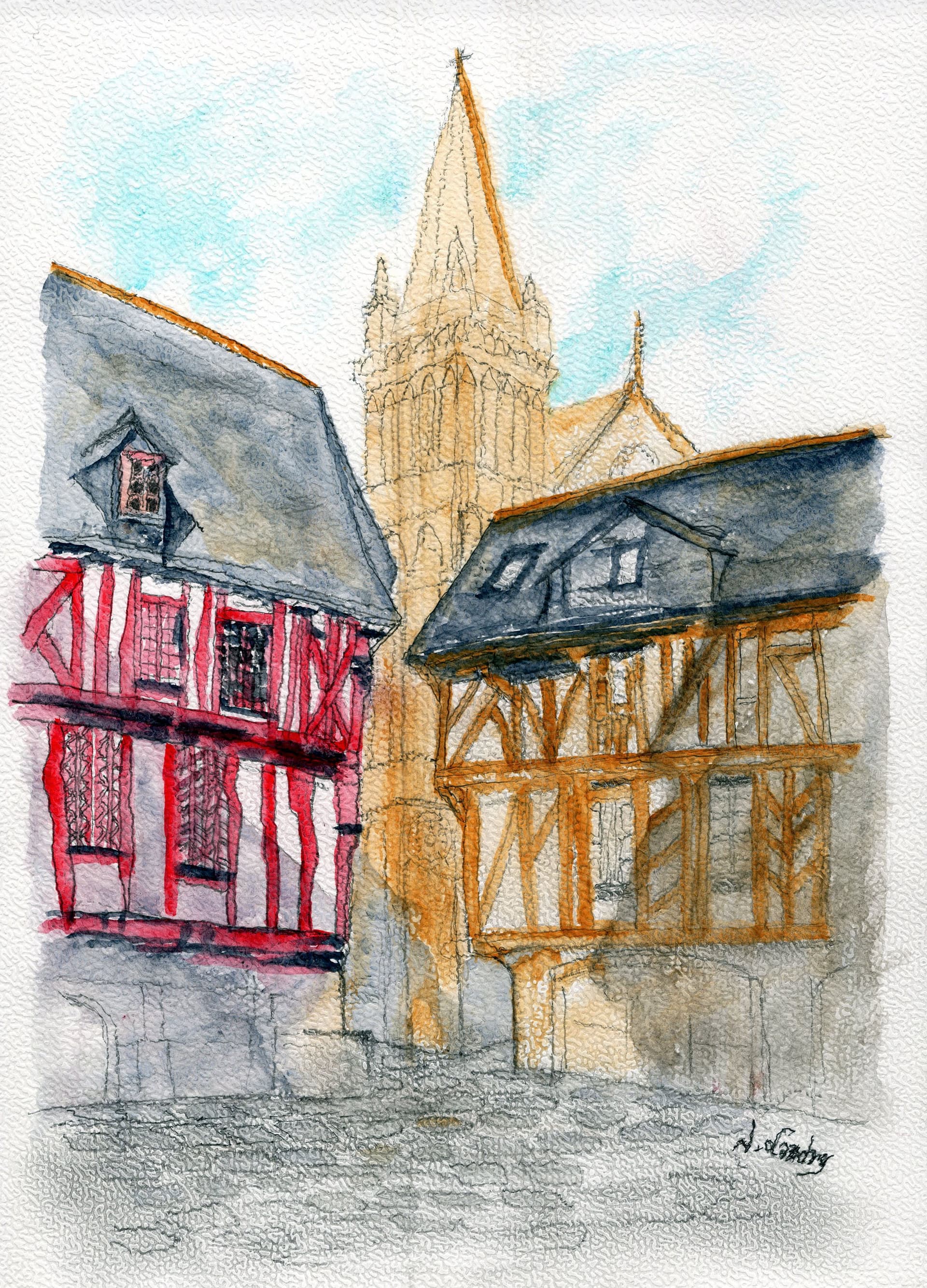 French Timber Houses with Cathedral