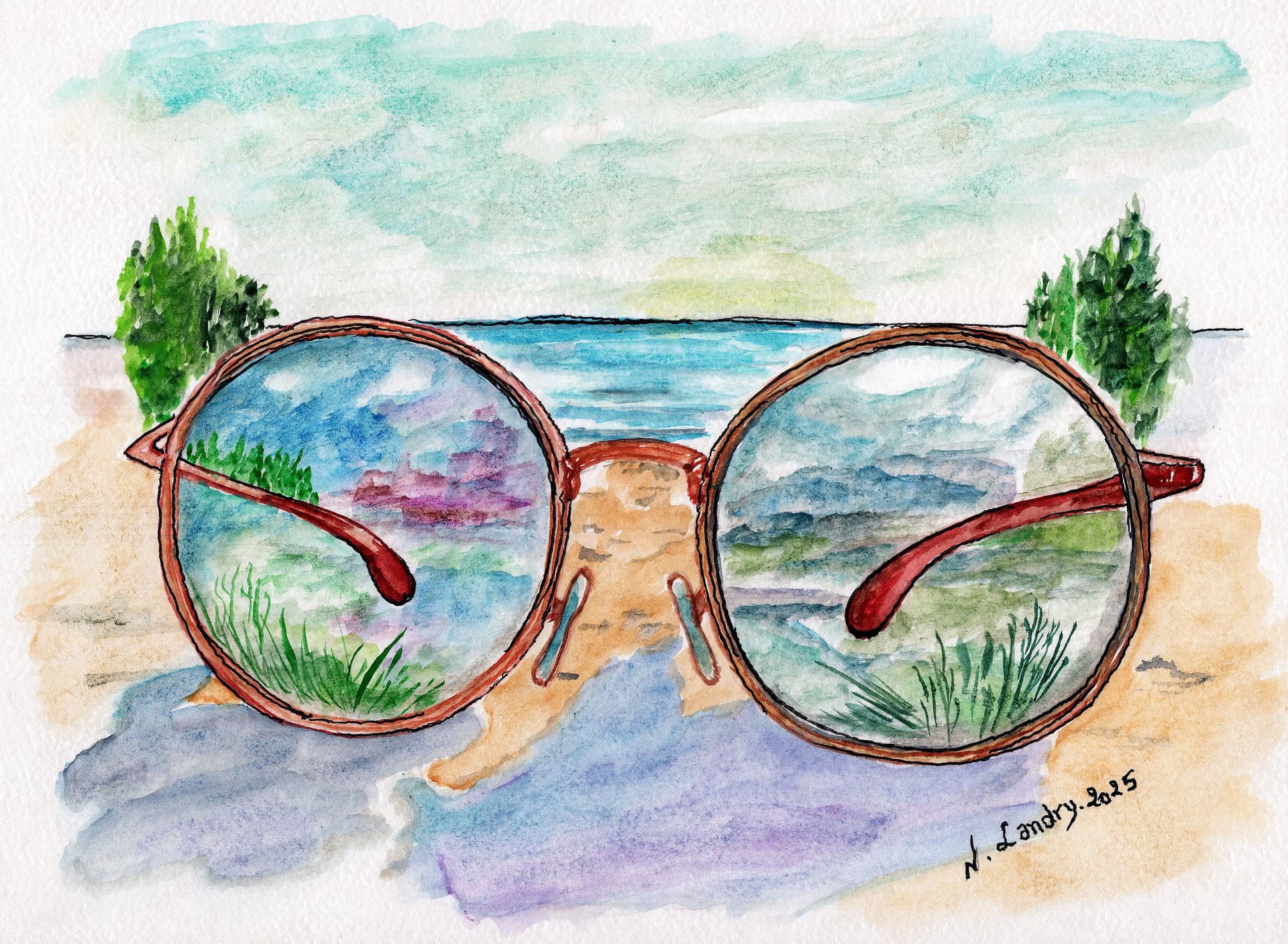 Face with Glasses and Nature