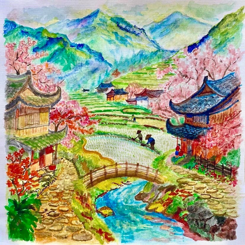樱花时节的山村