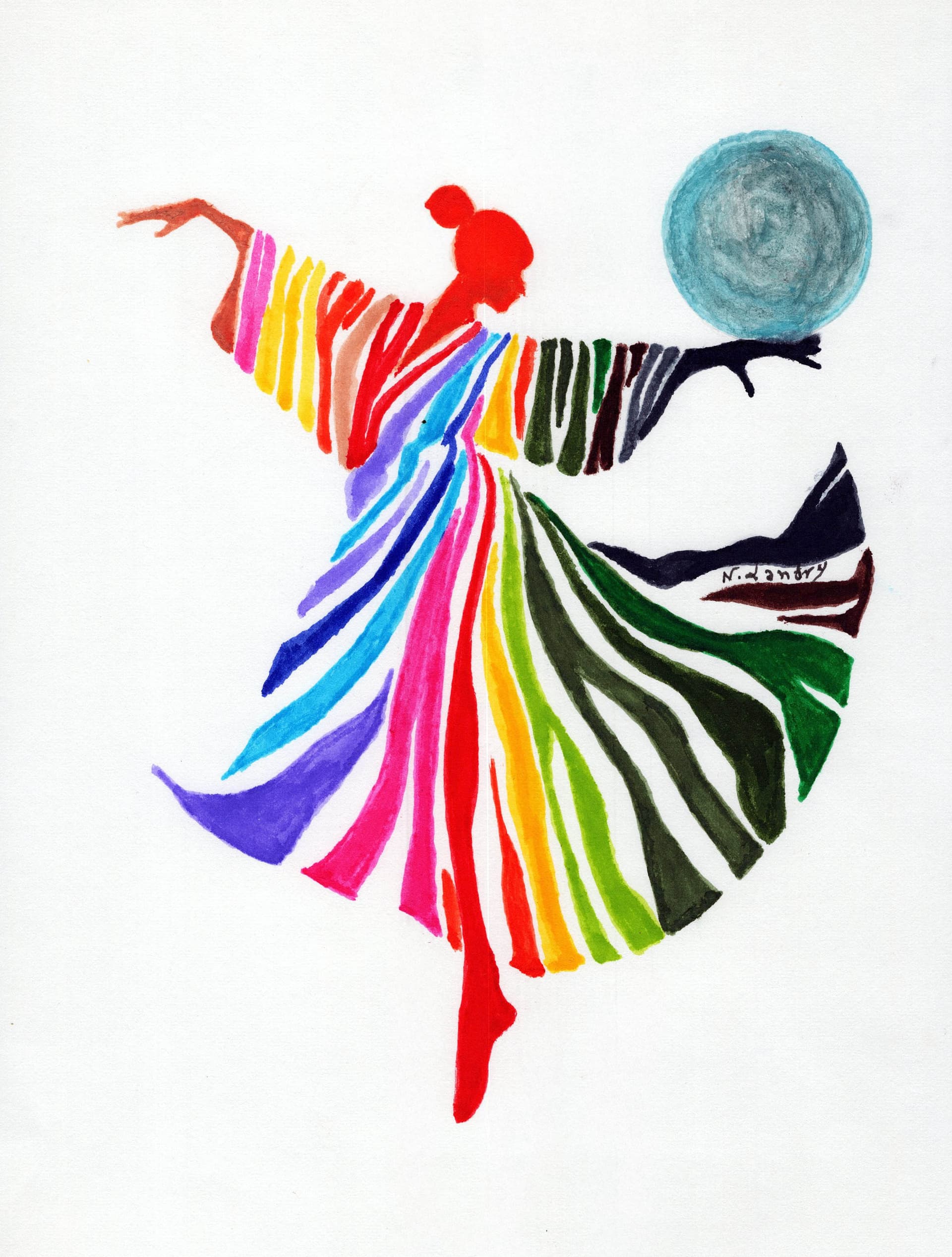 Dancer in Colorful Swirl