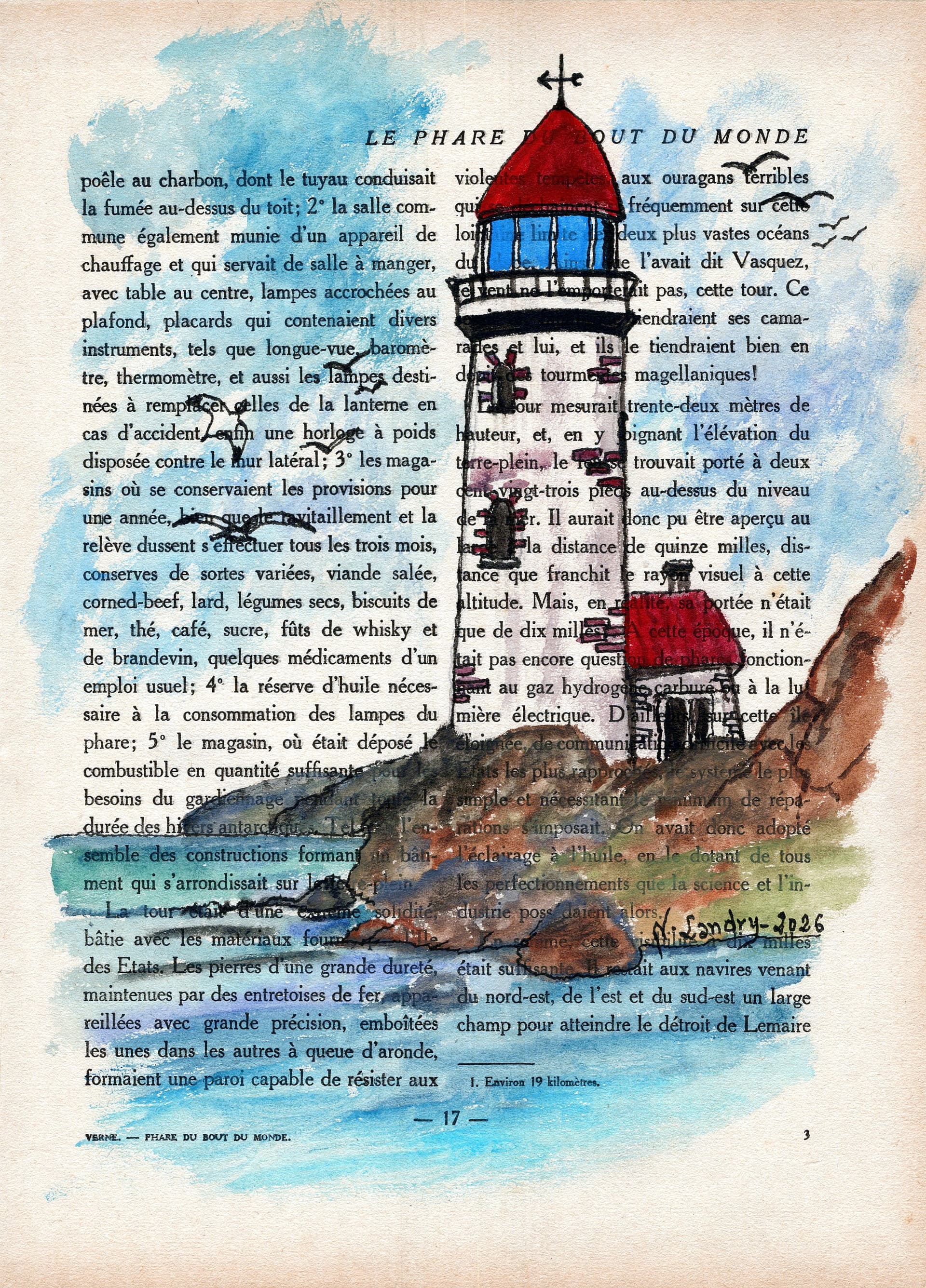 Lighthouse with Red Roof and Book