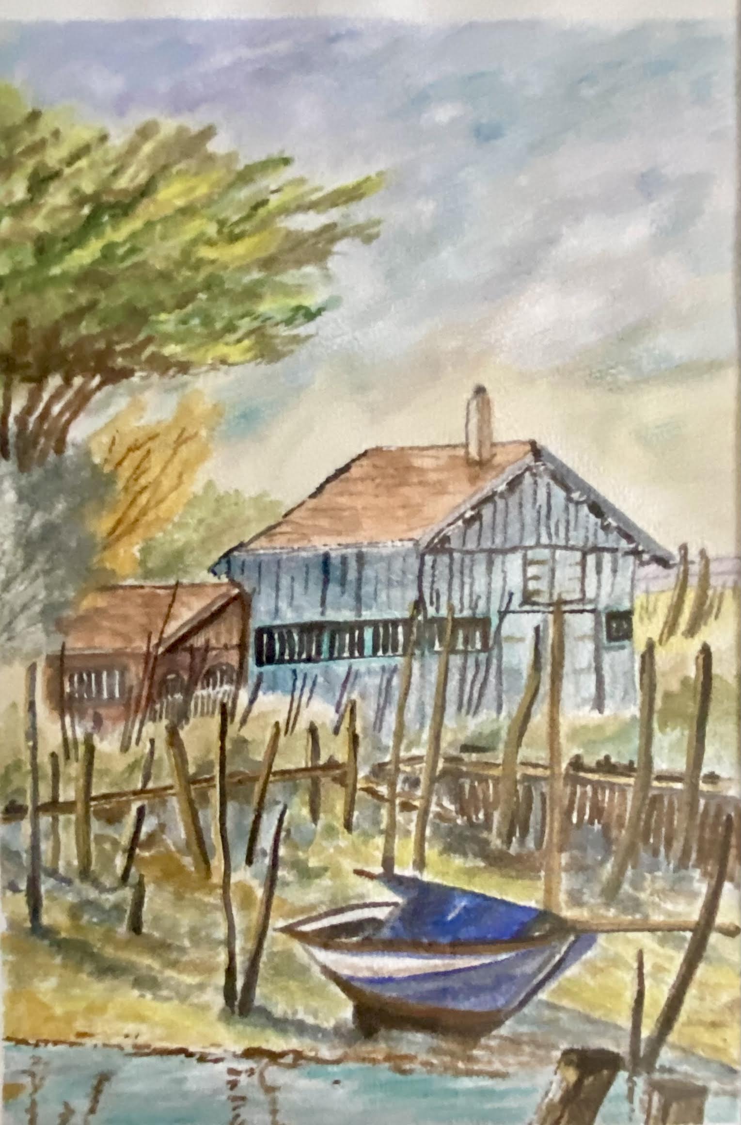 Rustic Barn with Boat and Fence
