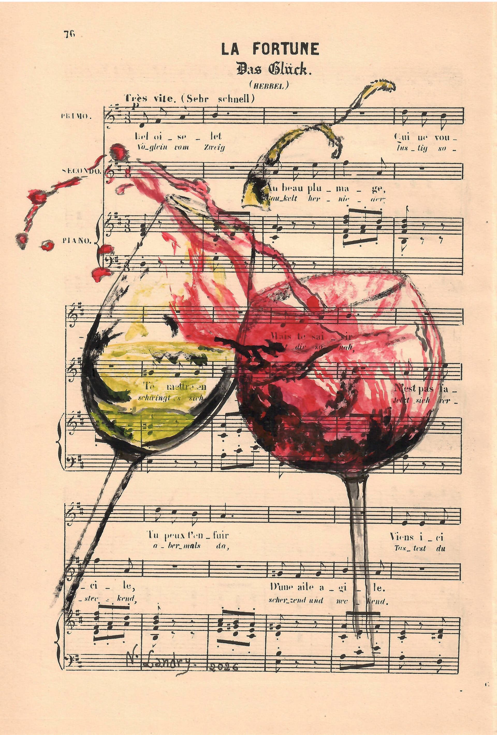 Wine Glasses on Sheet Music