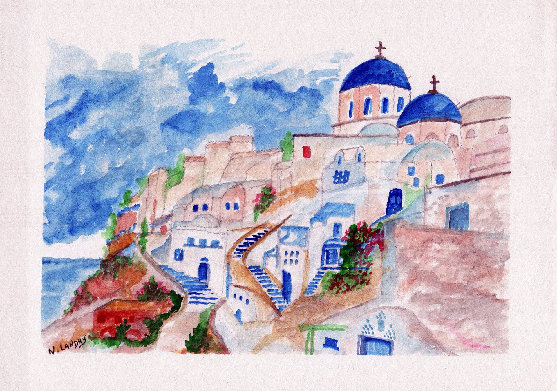 Santorini Church Landscape