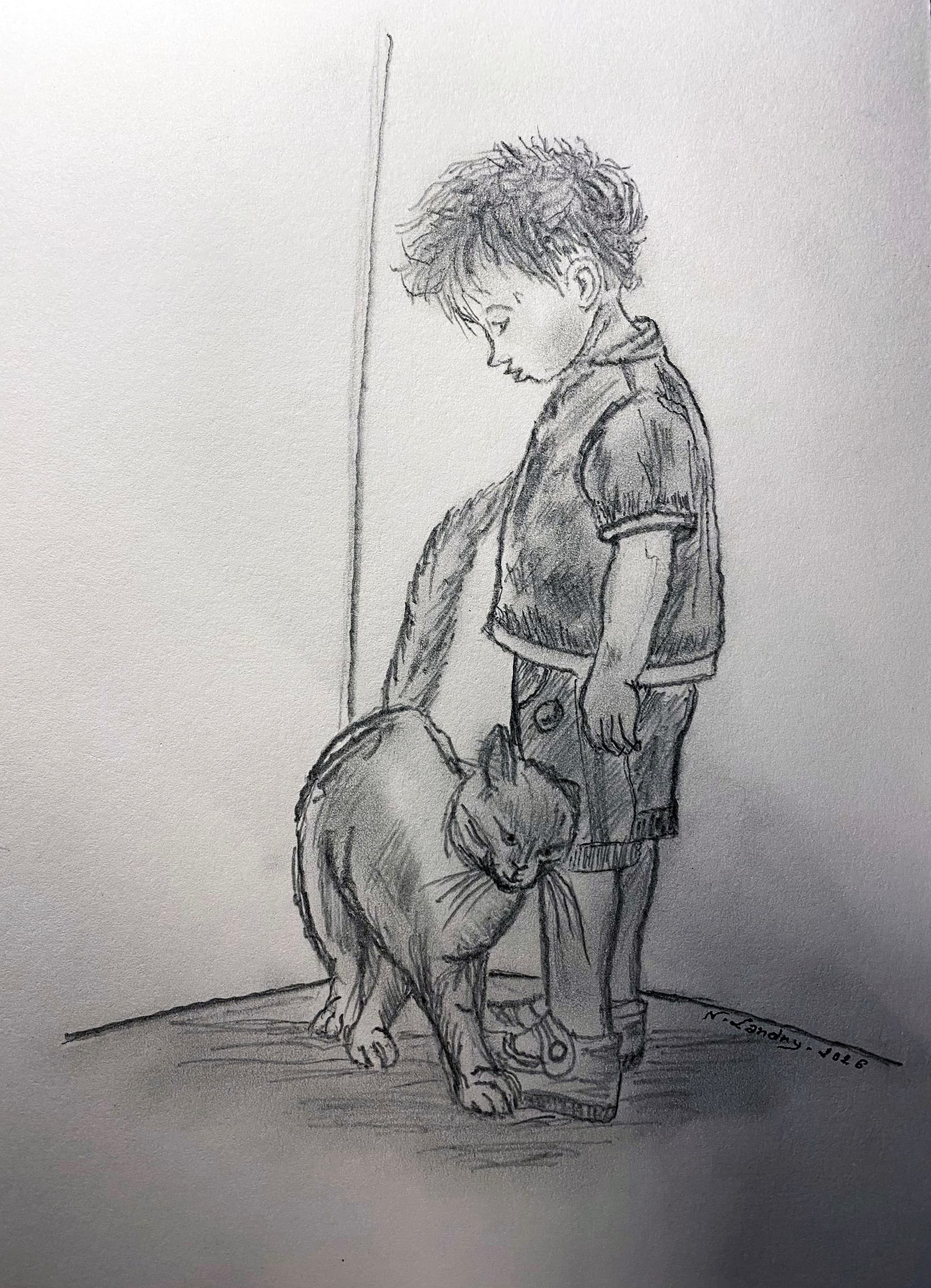 Boy and Cat