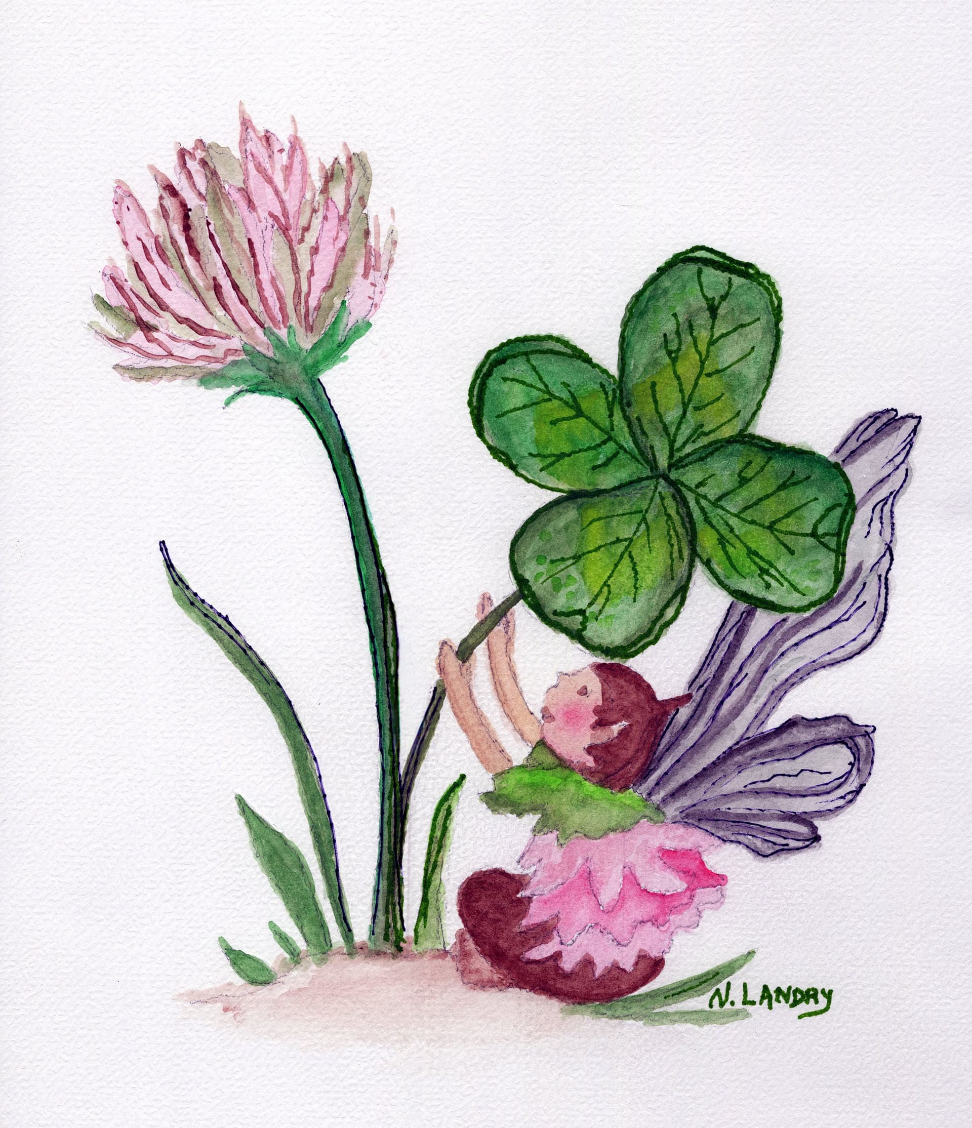 Clover Fairy with Wildflowers