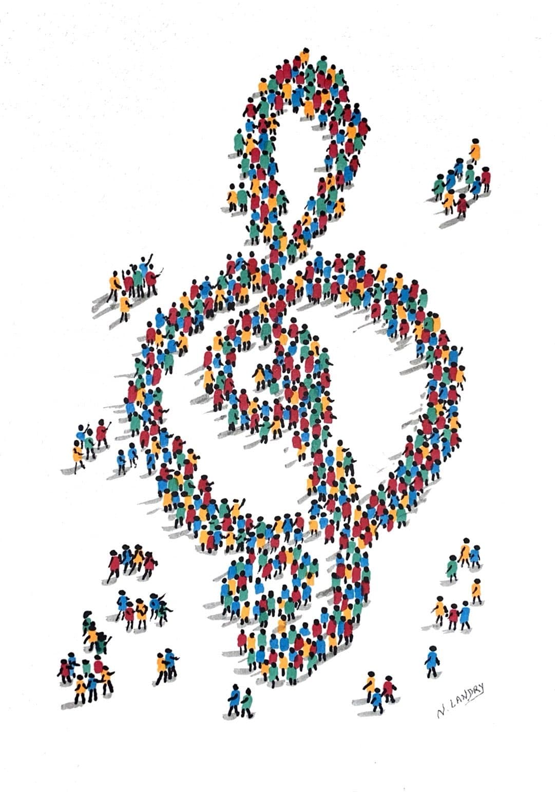 Treble Clef Made of People