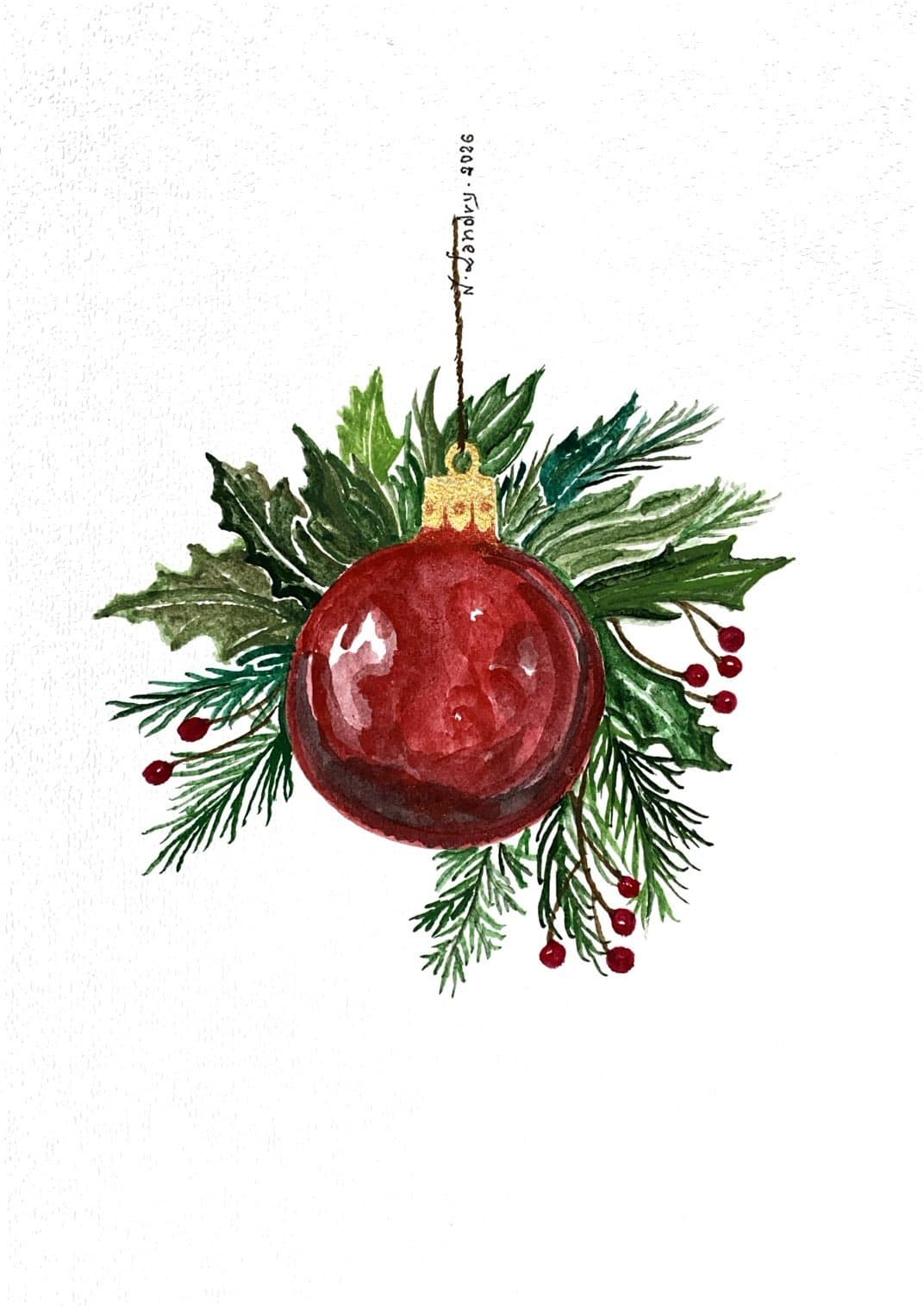 Red Bauble among Winter Foliage